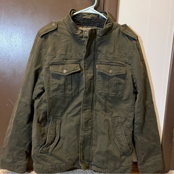 Levis Two Pocket Trucker Utility Jacket Pocket Military Faux Sherpa Lined Warm M - Picture 5 of 16